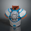 Decorative Daily Life Product Armor Styled With Lion Head Design Blue Silver And Orange Accents
