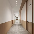 Modern Elevator Hallway Interior With White Walls Wooden Trim And Marble Floor