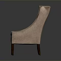 Elegant Modern Upholstered Chair With Light Pink Fabric Curved Backrest And Wooden Legs