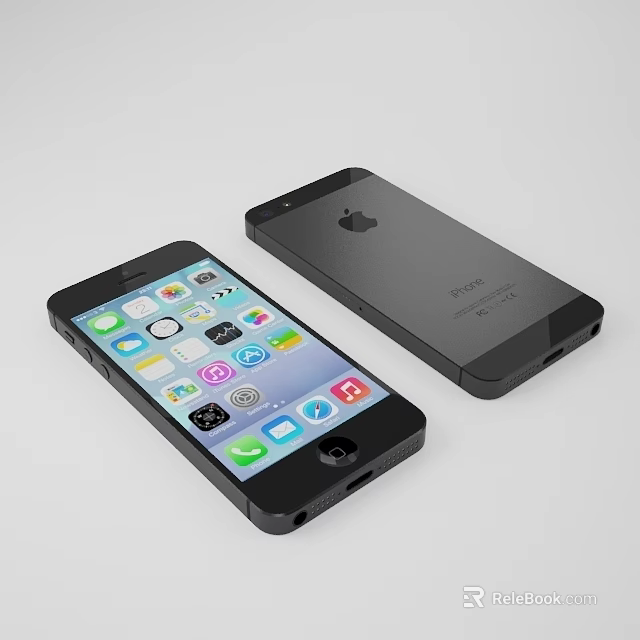 Black iPhone Smartphone Front And Back View With App Icons On Screen 3d model