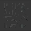 Essential Garden Household Tools Including Shovels Rakes Wheelbarrow And Watering Can