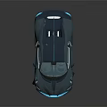 Sleek Dark Blue Super Car With Large Rear Spoiler And Blue Accent Details