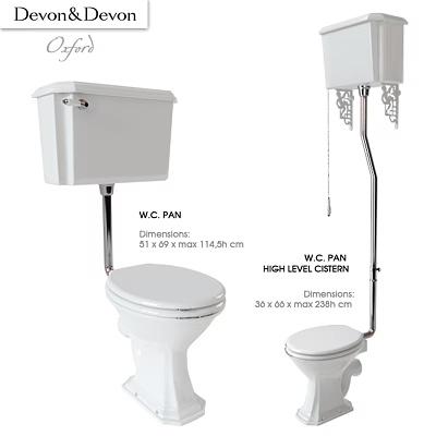 High Level Cistern Toilet With WC Pan And Functional Design Features 3d model