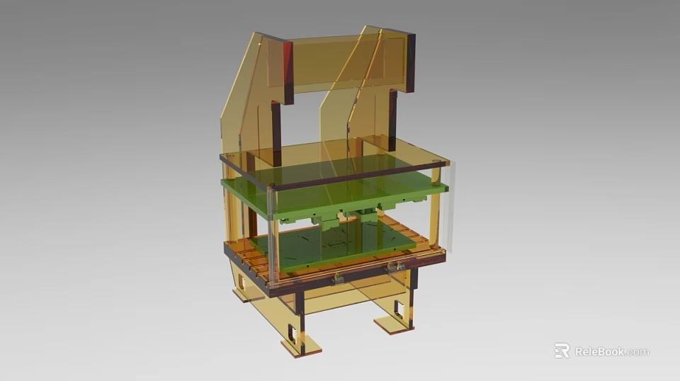 Industrial Equipment With Transparent Protective Enclosure Multi Layer Workbench And Sturdy Metal Frame 3d model 