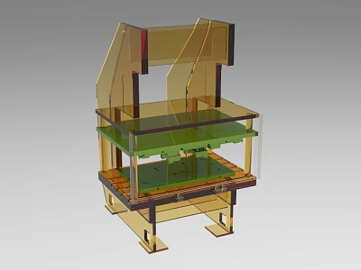 Industrial Equipment With Transparent Protective Enclosure Multi Layer Workbench And Sturdy Metal Frame 3d model