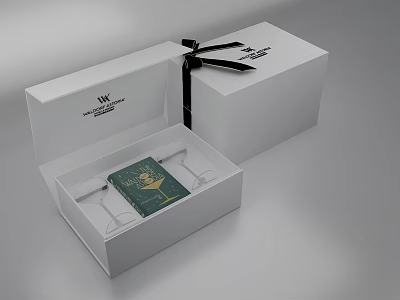 Elegant Decorative Ornament Set In Open White Gift Box With Stylish Details 3d model