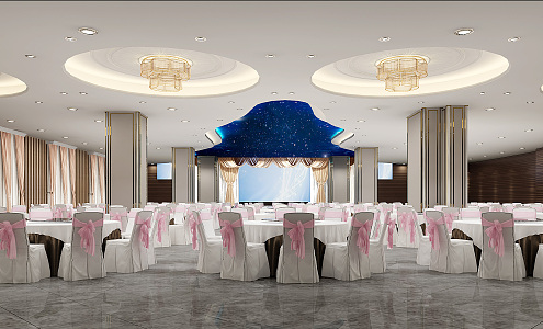 New Chinese Banquet Hall Ballroom Hall 3d model