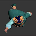 Dynamic Game Movie Character With Turquoise Robe Red Accents And Painted Face Headdress