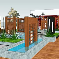 Garden Landscape Design Featuring Trees Water Features Wooden Platforms And Pathways