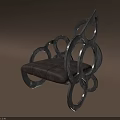 Artistic Single Sofa With Curved Metal Frame And Vintage Fabric Cushion Design