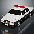 White Police Sedan With Red Siren Light And Alloy Wheels Design