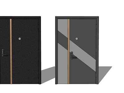 Modern Black Swing Door Design With Wooden Trim Transparent Glass And Metal Hardware 3d model