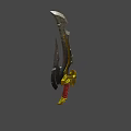 Ornate Gold Silver Sword With Red Wrapped Hilt And Sharp Decorative Blade