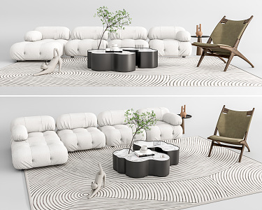 Modern Sofa Coffee Table Combination Multi-person Sofa Leisure Chair Carpet 3d model