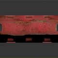 Red Traffic Barrier Featuring Yellow Diagonal Stripes For Road Safety Use