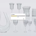 Different Shaped Transparent Glassware Set for Beverage Serving Wine Glasses Vases and Cups