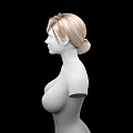 Realistic 3D Female Game And Movie Character With Blonde Bun Hairstyle Upper Body