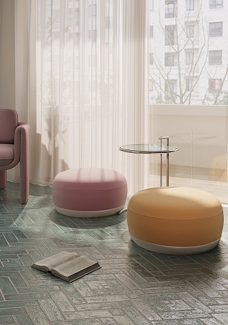 Modern Sofa Stool Fabric Color-matching Sofa Stool 3d model