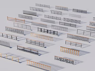 Diverse Decorative Railings With Ornate Patterns And Metal Designs For Various Applications 3d model