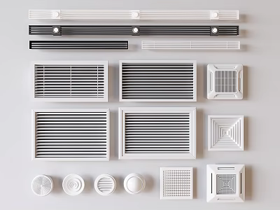 Different Types of Air Conditioner Vents With Various Designs and Shapes 3d model