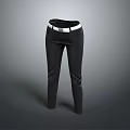 Black Slim Fit Pants Featuring White Belt For Casual Daily Outfit