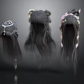 Decorative Long Hair Wigs With Various Hair Accessories For Daily Life Use