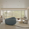 Bright Modern Cozy Living Room With Curved Soft Sofa And Panoramic Window Interior Design