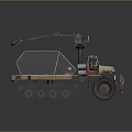 Tracked Utility Vehicle With Crane Arm Metal Cage Wooden Platform And Red Driver Seat