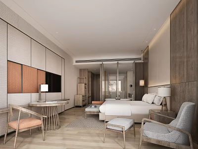 New Chinese Room Hotel Big Bed Room 3d model