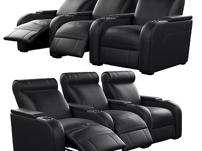 Modern Black Leather Single Sofa Reclining Comfortable Living Room Furniture Design 3d model