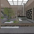 Modern Tea Break Area Interior With Comfortable Seating Green Plants And Glass Ceiling
