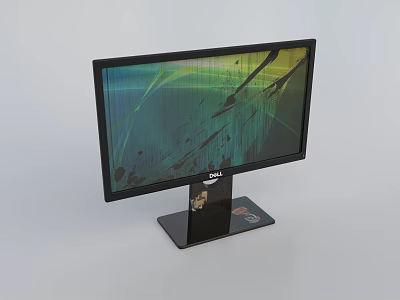 Dell Computer Monitor With Vibrant Colorful Screen And Stable Black Stand 3d model