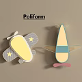 Poliform Airplane Shaped Kids Ceiling Light With Star Pattern And Colorful Design