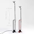 Modern Floor Lamp Design With Black Red Frame Adjustable Height 1380 1550mm 3d model