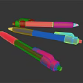 Colorful Retractable Ballpoint Pens With Red Blue Yellow And White Bodies