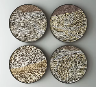 Modern round frame painting decorative painting 3d model