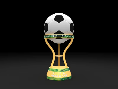 Official FIFA World Cup Trophy With Soccer Ball On Golden Base Design 3d model