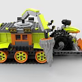 Building Blocks Construction Vehicle Yellow Green Gray Bulldozer with Shovel Tracks Mechanical Arm