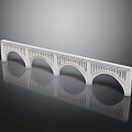 White Arch Bridge Model With Multiple Arches On Black Background And Reflection 3d model