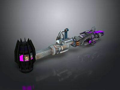 Advanced Futuristic Weapon With Purple Glowing Elements And Mechanical Metallic Structure 3d model