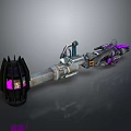 Advanced Futuristic Weapon With Purple Glowing Elements And Mechanical Metallic Structure