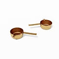 Set Of Two Golden Small Pots With Long Handles For Kitchen Cooking Tools