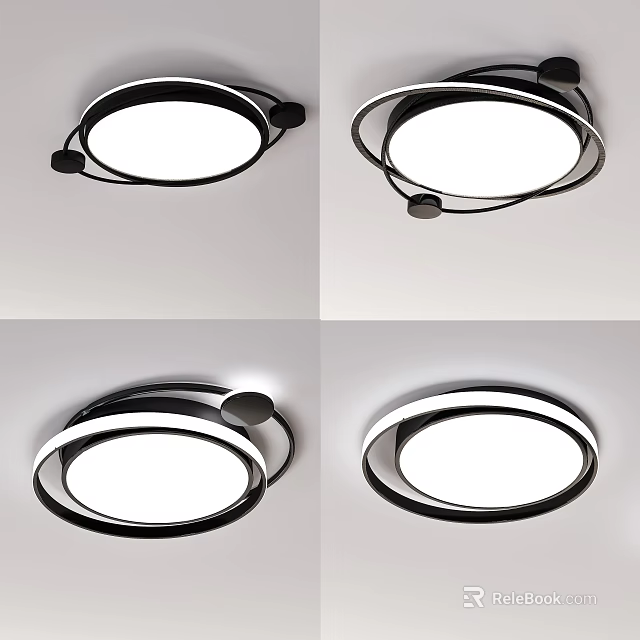 Modern Circular Ceiling Lights With Black And White Ring Design For Interior Lighting 3d model