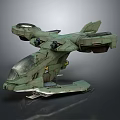 Futuristic Sci Fi Aircraft Design With Green Armor Cockpit And Thrusters