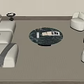 Quiet Style Fabric Sofa Tea Table Modular Sofa Living Room Sofa Single Sofa Combination Sofa 3d model