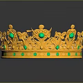Ornate Golden Crown With Green Gemstones And Intricate Decorative Details