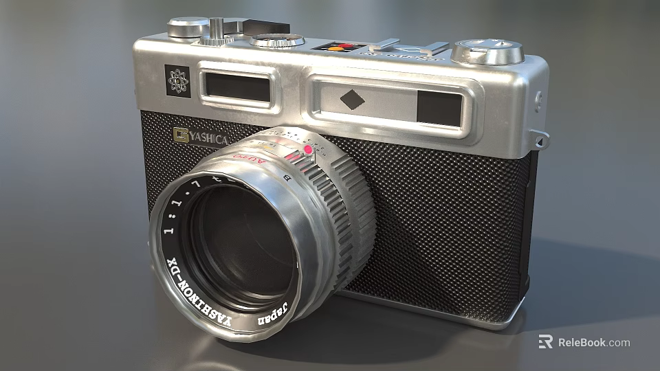 Vintage Yashica Digital Camera With Silver Body And Xenar Lens Design 3d model 