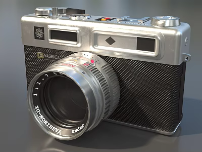 Vintage Yashica Digital Camera With Silver Body And Xenar Lens Design 3d model