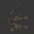 3D Weapon Models With Various Designs Green Brown Components And Accessories 3d model