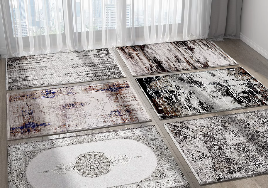 Elegant Square Rugs With Various Patterns For Stylish Home Interior Decor 3d model 